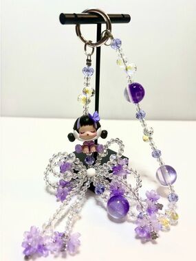 Exclusive Shanghai Ms Butterfly Pop Bean w/ Phone Chain -glass & crystal beads.